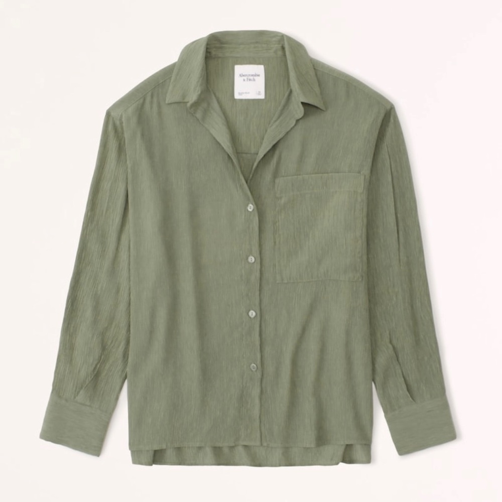 Abercrombie x Dede and Emily Oversized Long Sleeve Crinkle Button Up